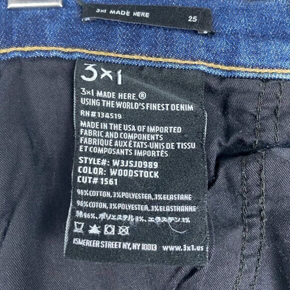3 X 1 NYC Made Here Women's Blue Stevie High Rise Straight Leg Jeans US 25 - Picture 12 of 12